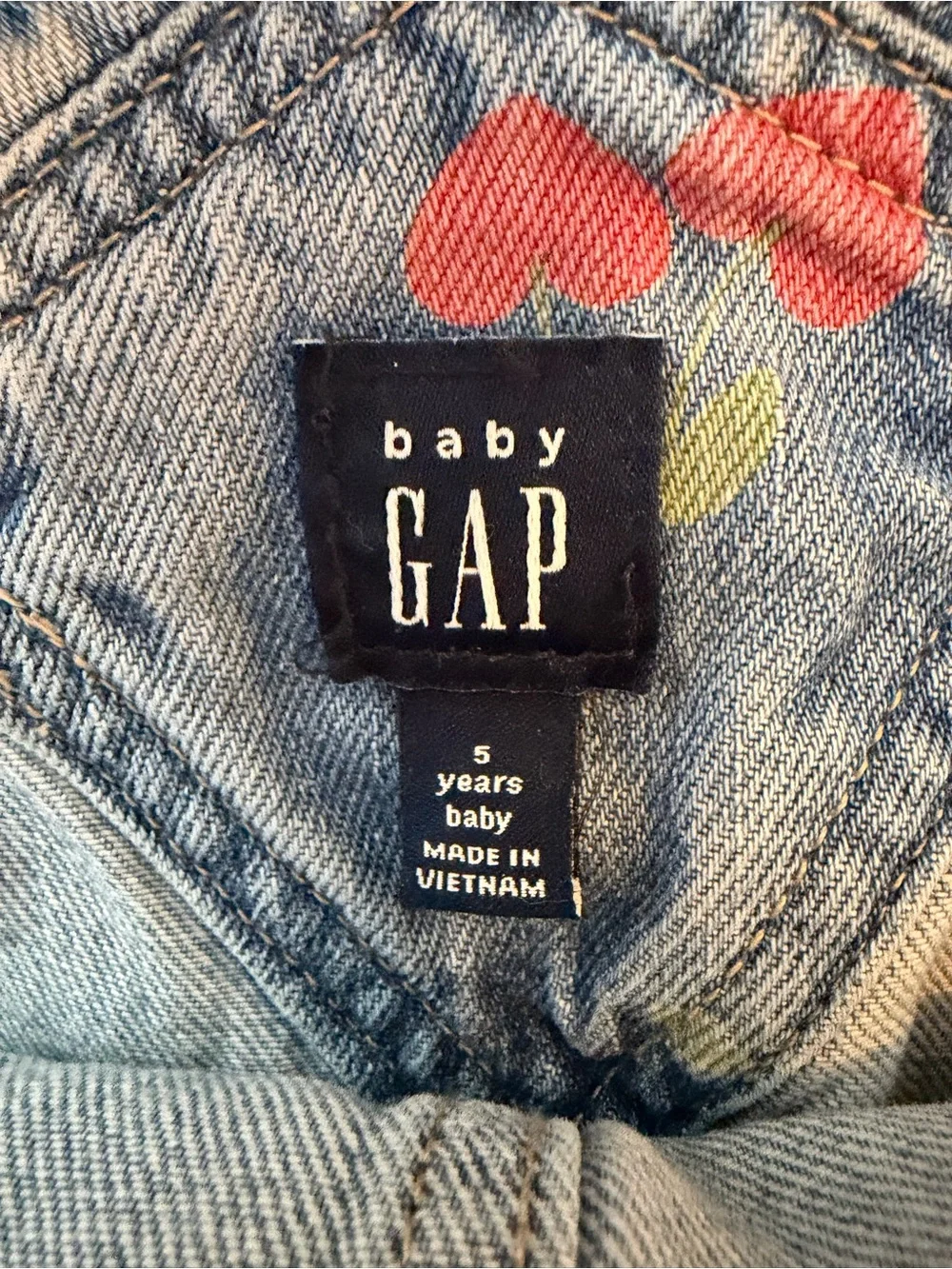 GAP Kids Denim Overalls with Pink Cherry Print